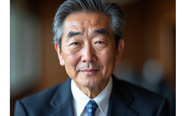 貫禄のある40代男性のクローズアップ。肌には深みがあり、健康的で引き締まっている。